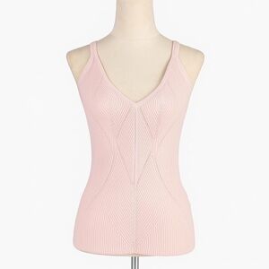 Vintage YUKA Ribbed Knit V-Neck Tank Top | Blush Pink Size T2 (Small/Medium)